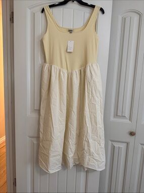 Girls' Sleeveless Two-Tone Yellow & Cream Dress